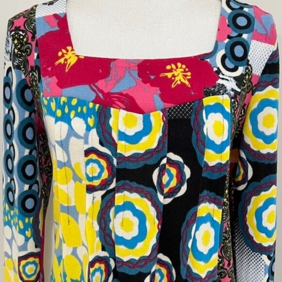 The Pyramid Collection Colorful Floral Print Boho Tunic Top Size S - Picture 2 of 5
